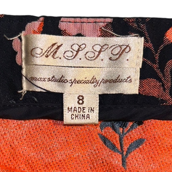MSSP Max Studio Navy & Pink Coral Floral Mini Skirt~ Size 8 - Picture 5 of 8